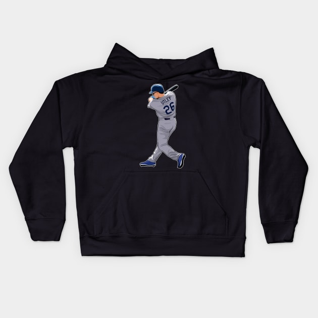 Chase Utley #26 Swings Kids Hoodie by RunAndGow